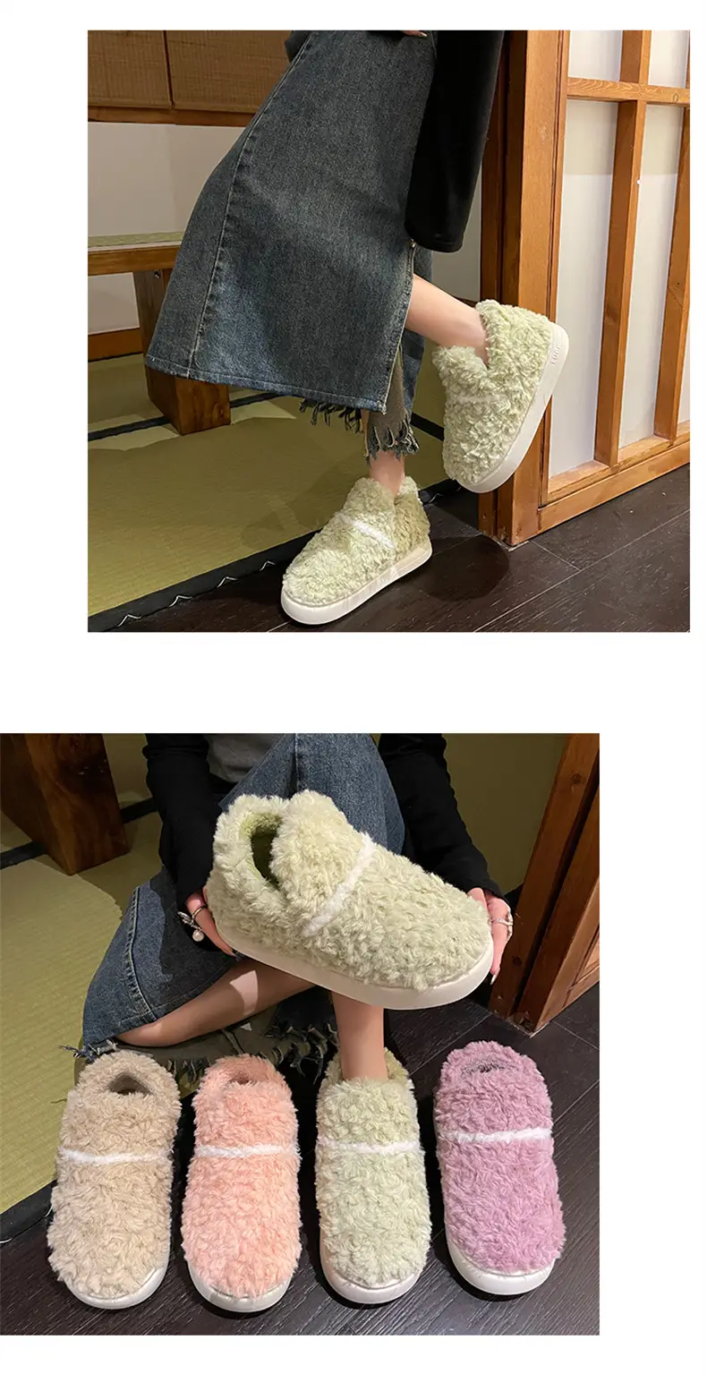 Plush Shoes with Full Heel and Cotton Sole, Indoor and Outdoor Wear, Household Women's Slippers, Wholesale Cotton Slippers, Home Leisure — feature 20