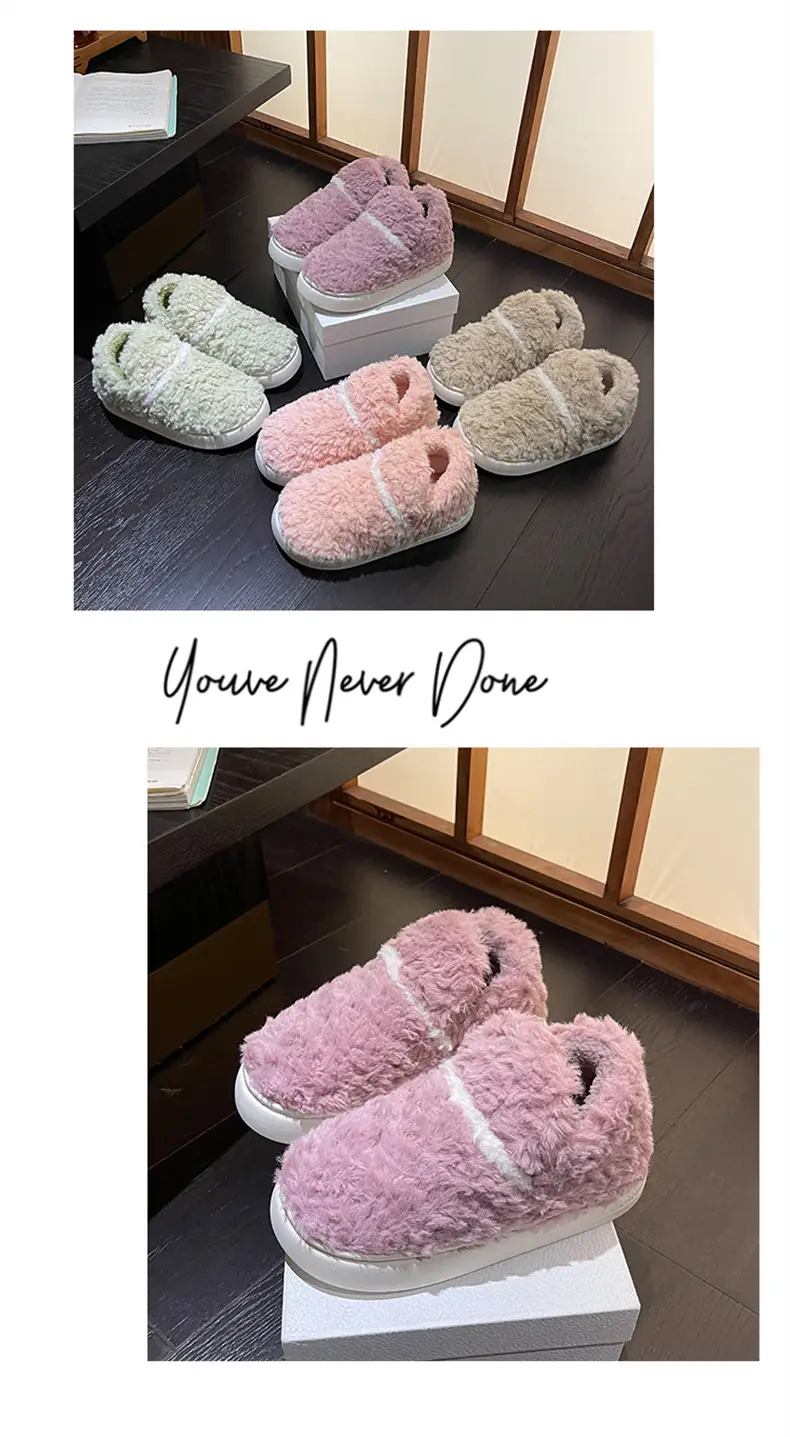 Plush Shoes with Full Heel and Cotton Sole, Indoor and Outdoor Wear, Household Women's Slippers, Wholesale Cotton Slippers, Home Leisure — feature 23