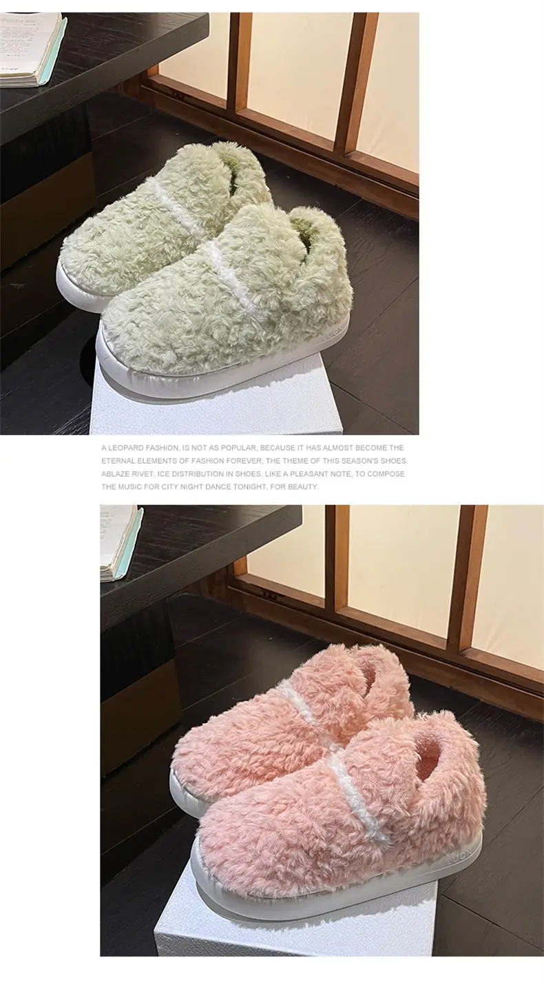 Plush Shoes with Full Heel and Cotton Sole, Indoor and Outdoor Wear, Household Women's Slippers, Wholesale Cotton Slippers, Home Leisure — feature 24