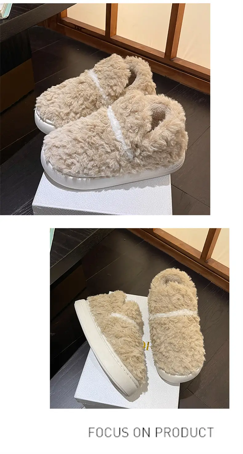 Plush Shoes with Full Heel and Cotton Sole, Indoor and Outdoor Wear, Household Women's Slippers, Wholesale Cotton Slippers, Home Leisure — feature 25