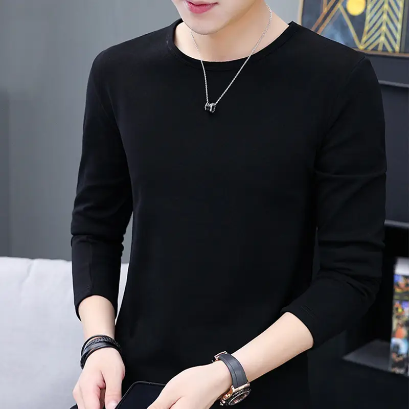 Men Velvet Half Turtleneck Warm T-Shirt Black Brown