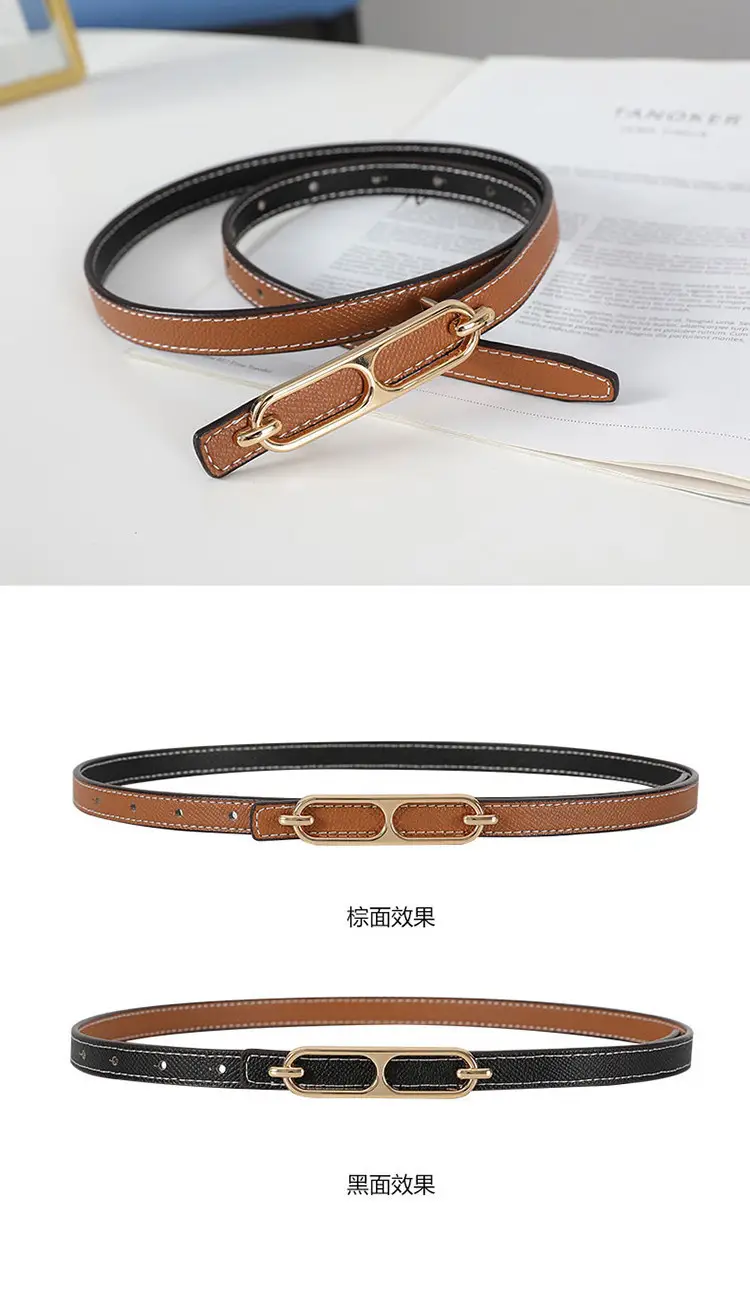 Women's Black & Brown Leather Belt 95cm 1145oz β feature 10