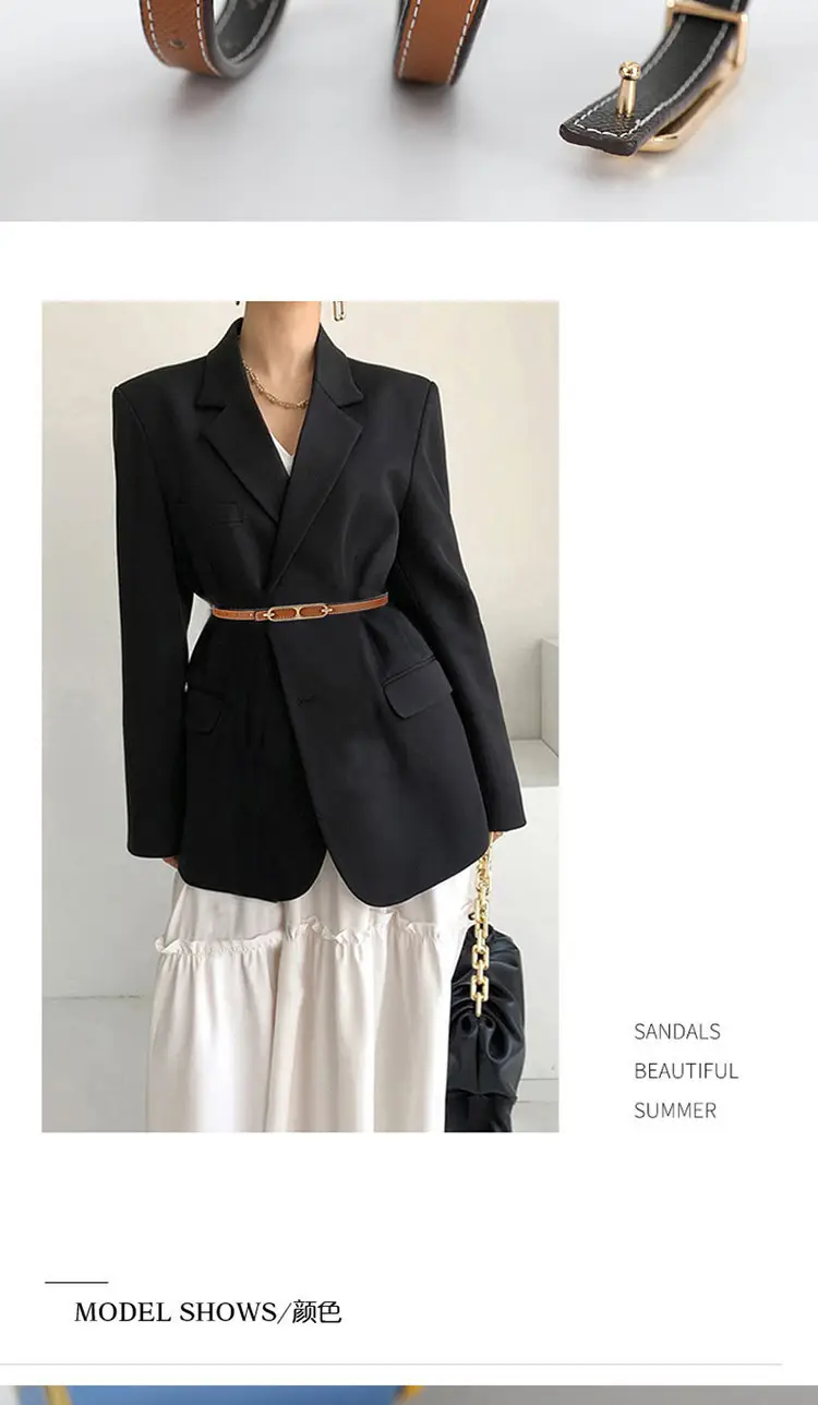 Women's Black & Brown Leather Belt 95cm 1145oz β feature 9