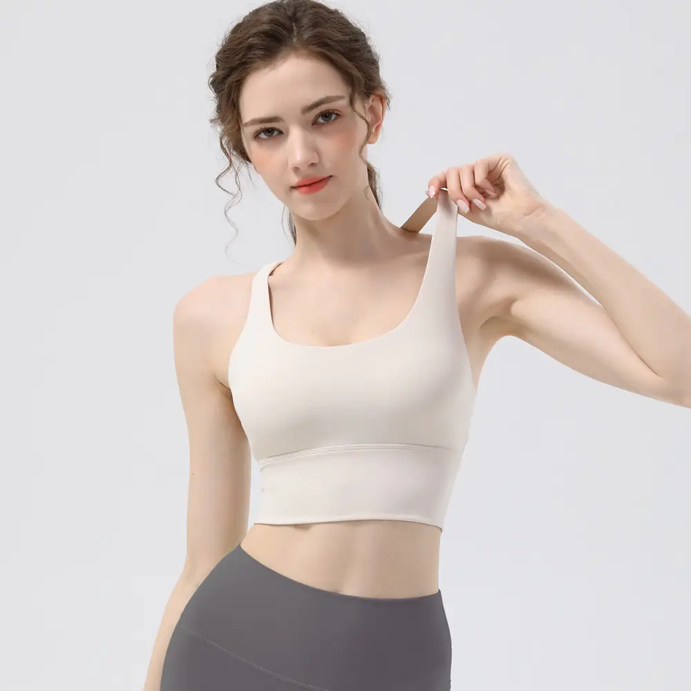 New sports yoga underwear high strength running fitness shockproof bra vest solid cup cross beauty back women