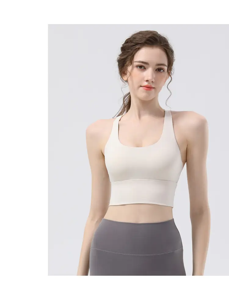 New sports yoga underwear high strength running fitness shockproof bra vest solid cup cross beauty back women — feature 16