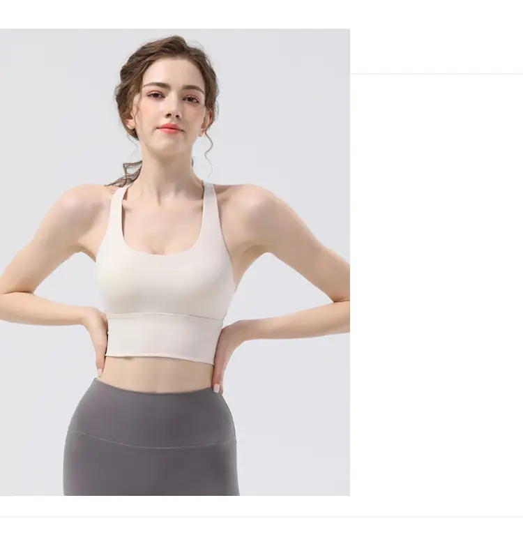 New sports yoga underwear high strength running fitness shockproof bra vest solid cup cross beauty back women — feature 18