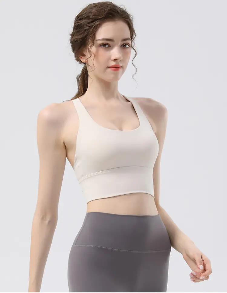 New sports yoga underwear high strength running fitness shockproof bra vest solid cup cross beauty back women — feature 2
