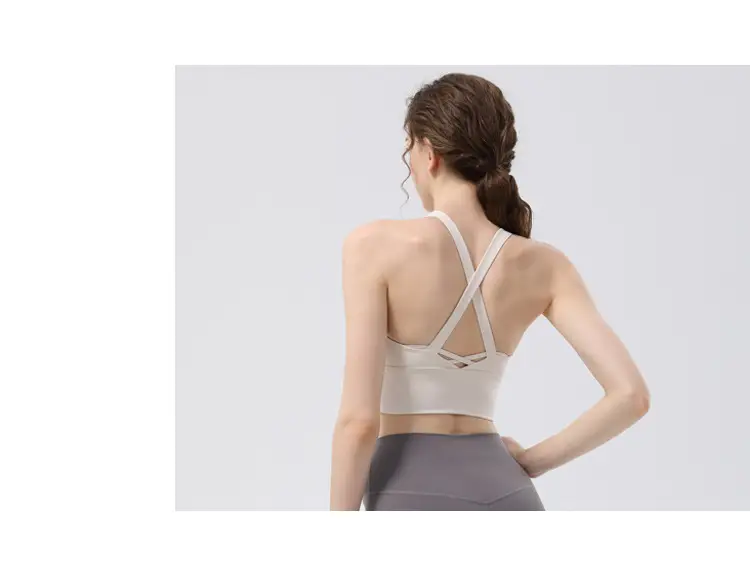 New sports yoga underwear high strength running fitness shockproof bra vest solid cup cross beauty back women — feature 4