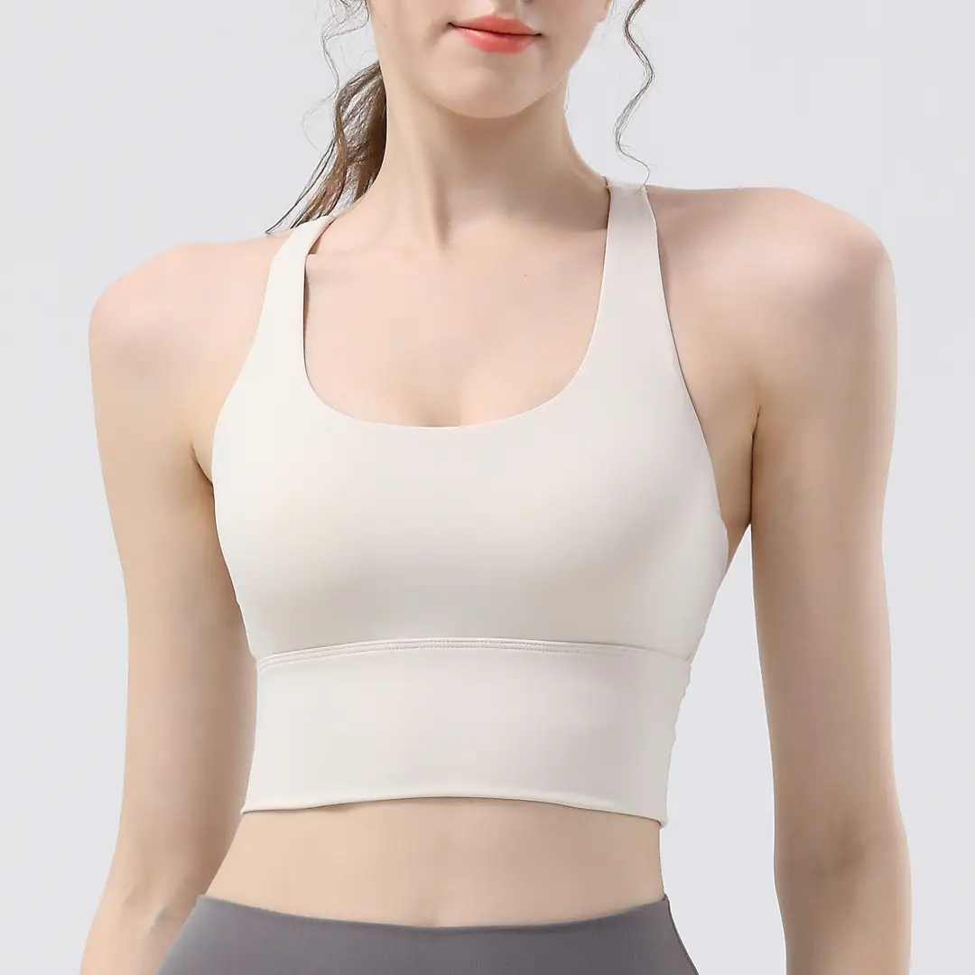 New sports yoga underwear high strength running fitness shockproof bra vest solid cup cross beauty back women