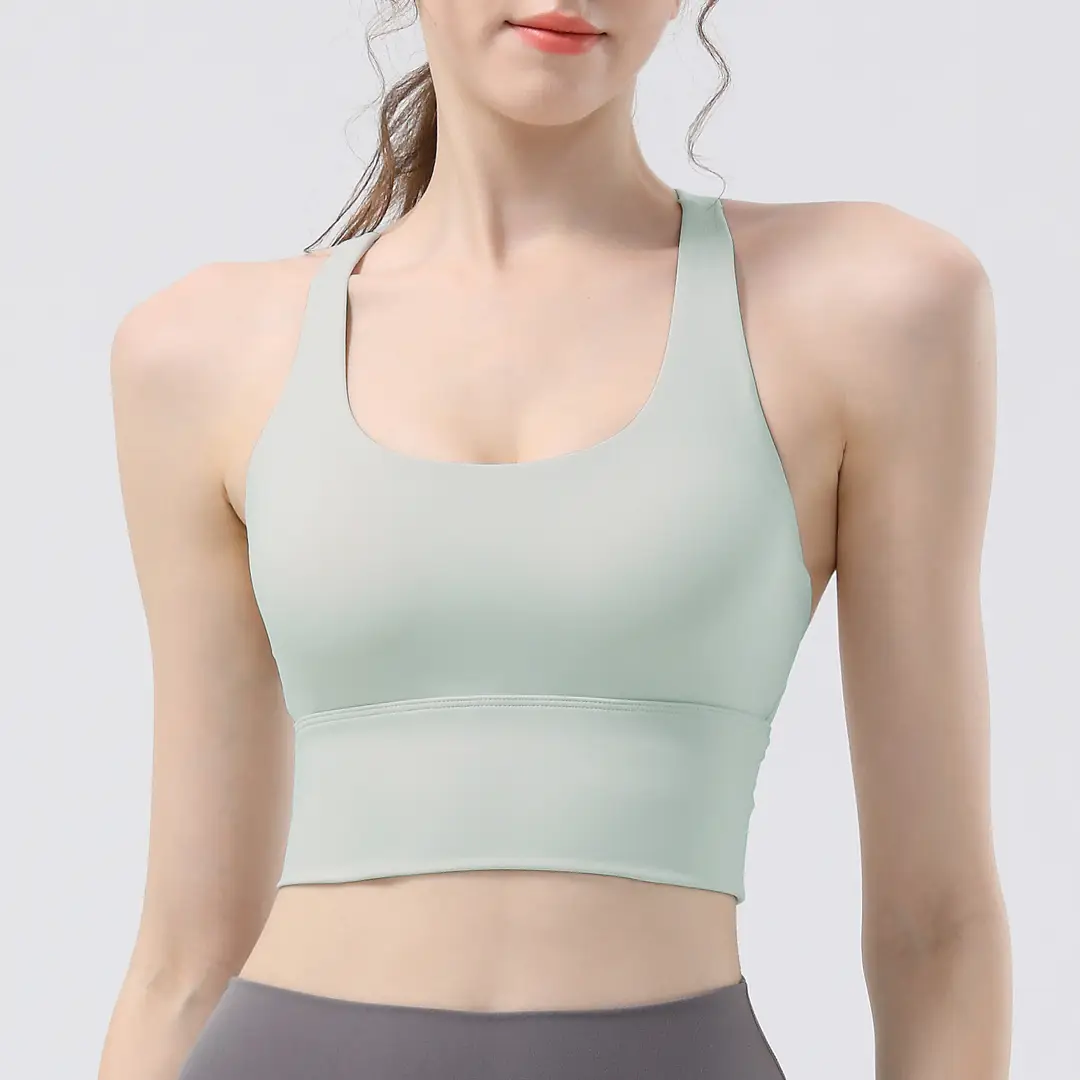 New sports yoga underwear high strength running fitness shockproof bra vest solid cup cross beauty back women