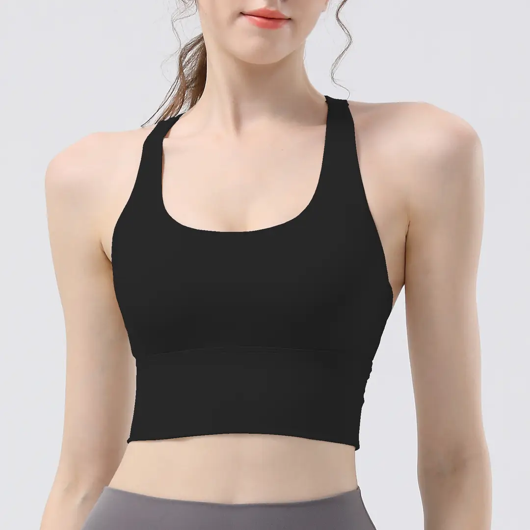 New sports yoga underwear high strength running fitness shockproof bra vest solid cup cross beauty back women