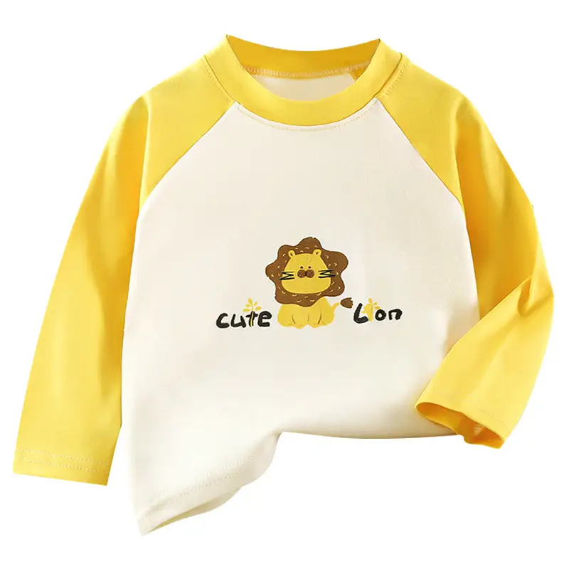 Autumn Long Sleeve T-Shirt Yellow White Kids Cotton