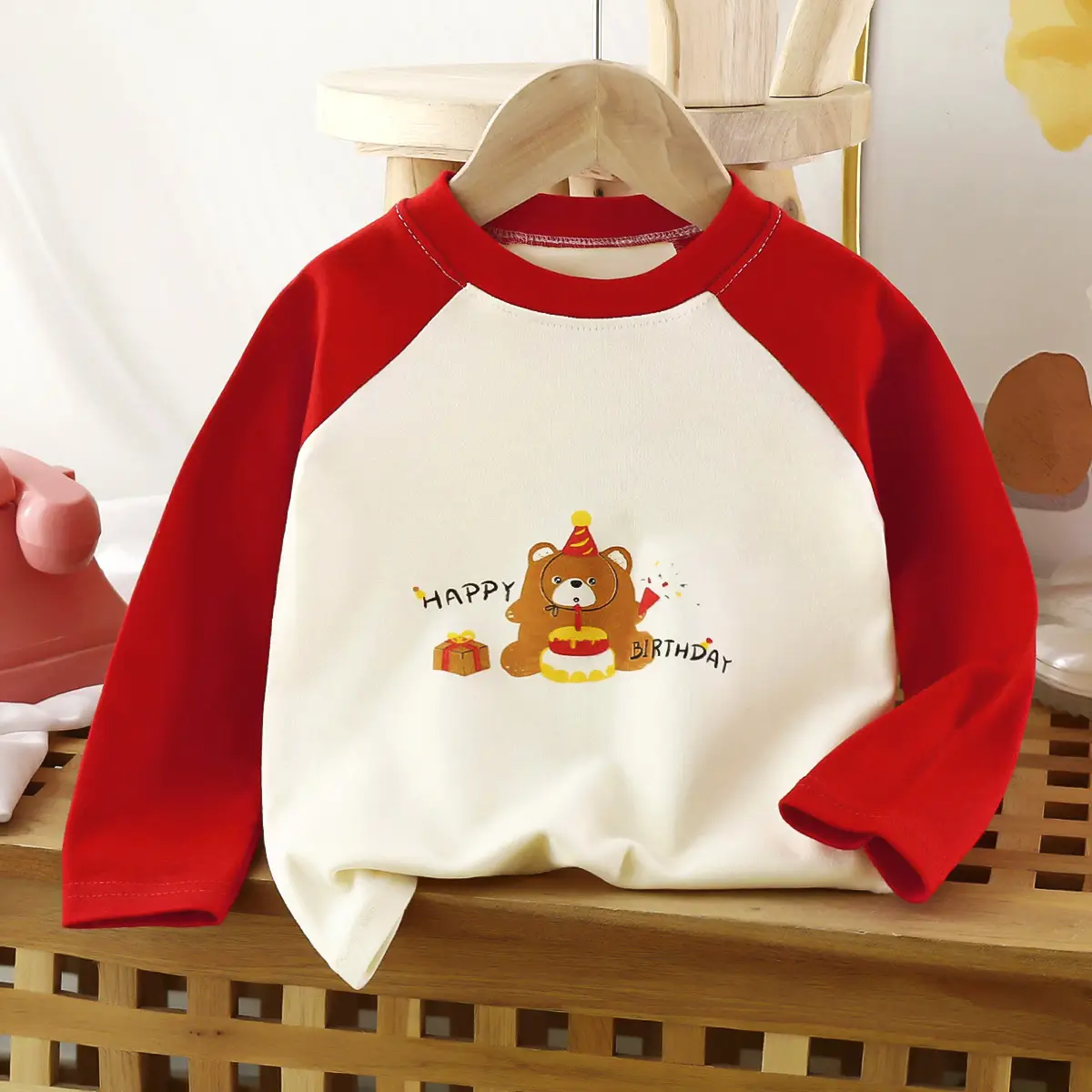 Autumn Long Sleeve T-Shirt Yellow White Kids Cotton