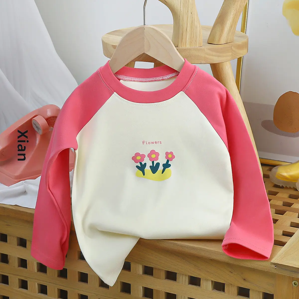 Autumn Long Sleeve T-Shirt Yellow White Kids Cotton