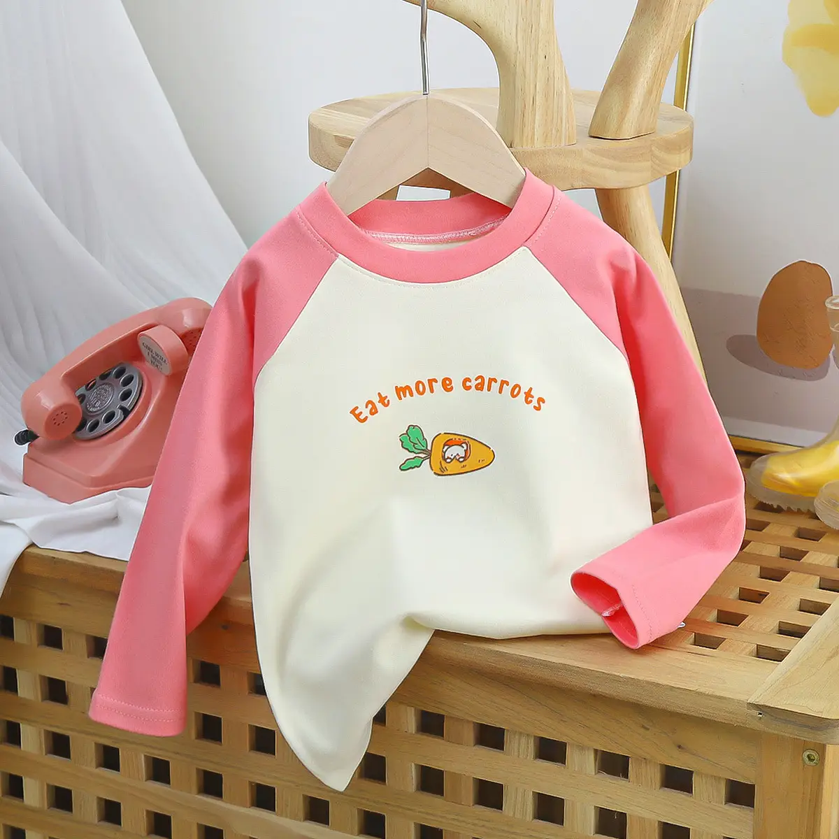 Autumn Long Sleeve T-Shirt Yellow White Kids Cotton