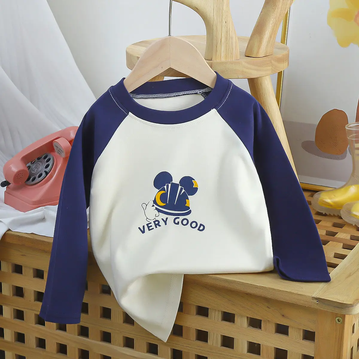 Autumn Long Sleeve T-Shirt Yellow White Kids Cotton