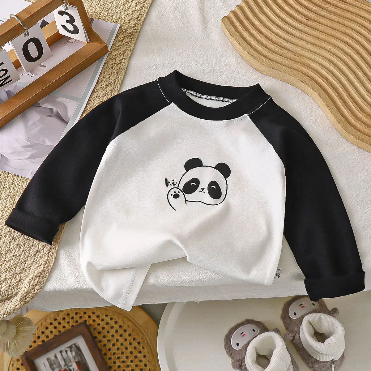 Autumn Long Sleeve T-Shirt Yellow White Kids Cotton