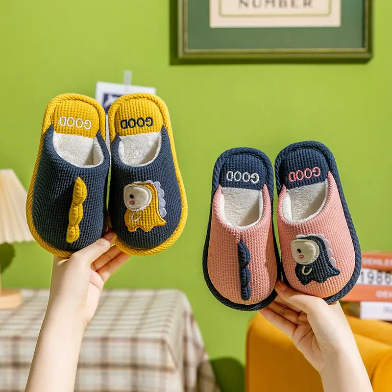 Children's cotton slippers winter girls' home indoor cute closed toe cotton slippers boys' non-slip warm parent-child baby