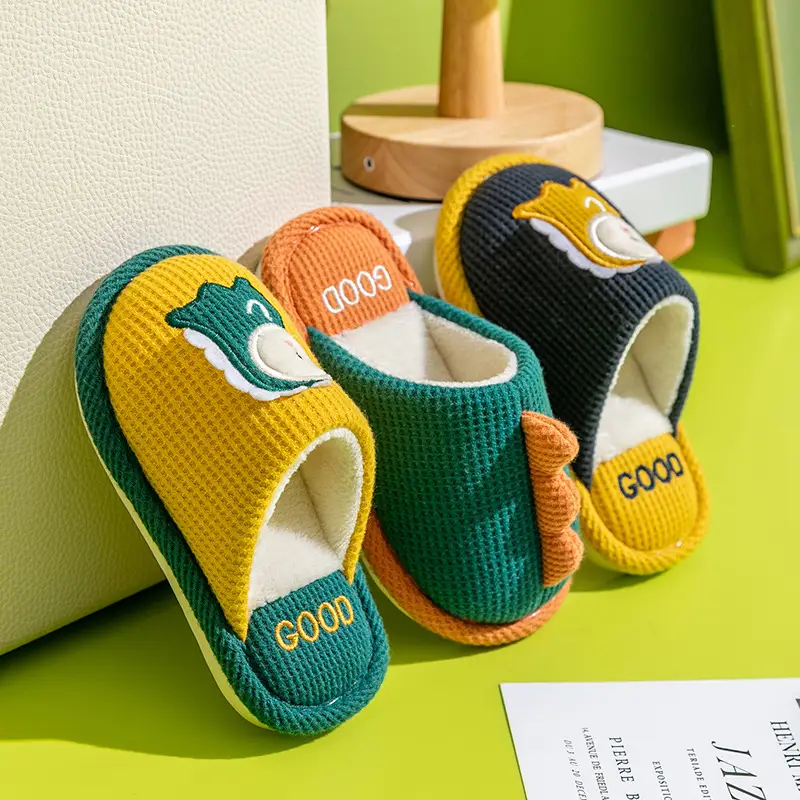 Children's cotton slippers winter girls' home indoor cute closed toe cotton slippers boys' non-slip warm parent-child baby