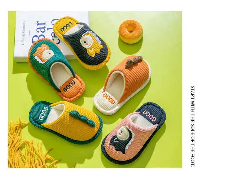 Children's cotton slippers winter girls' home indoor cute closed toe cotton slippers boys' non-slip warm parent-child baby — feature 10