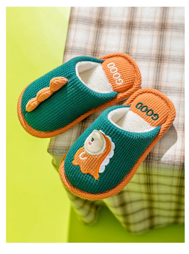 Children's cotton slippers winter girls' home indoor cute closed toe cotton slippers boys' non-slip warm parent-child baby — feature 14