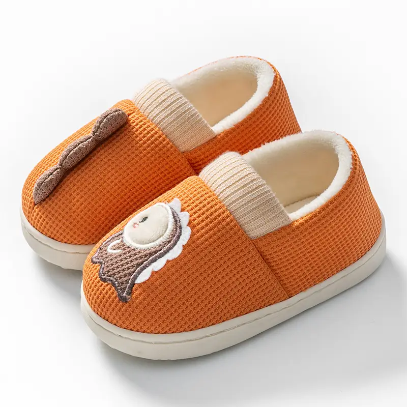 Children's cotton slippers winter girls' home indoor cute closed toe cotton slippers boys' non-slip warm parent-child baby
