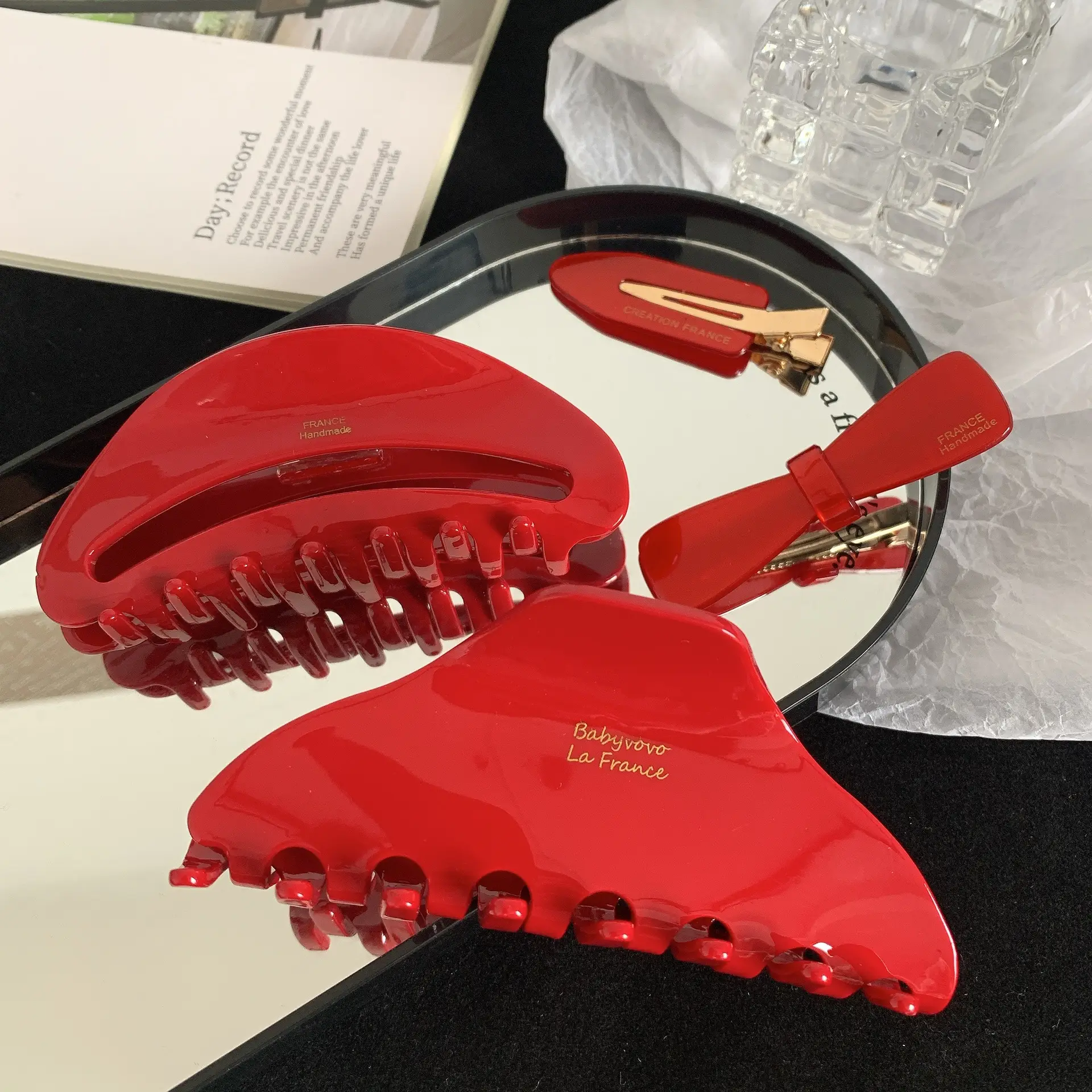 Red Series Glossy Hair Clips for Women