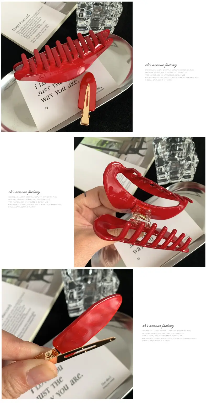 Red Series Glossy Hair Clips for Women — feature 11