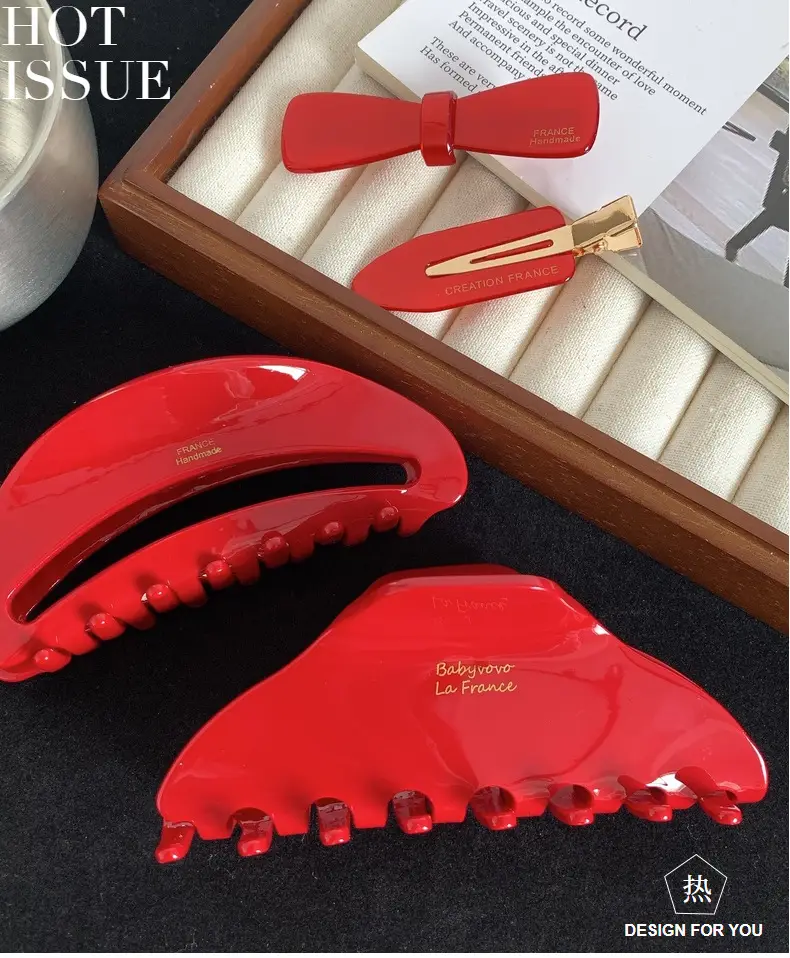 Red Series Glossy Hair Clips for Women — feature 3