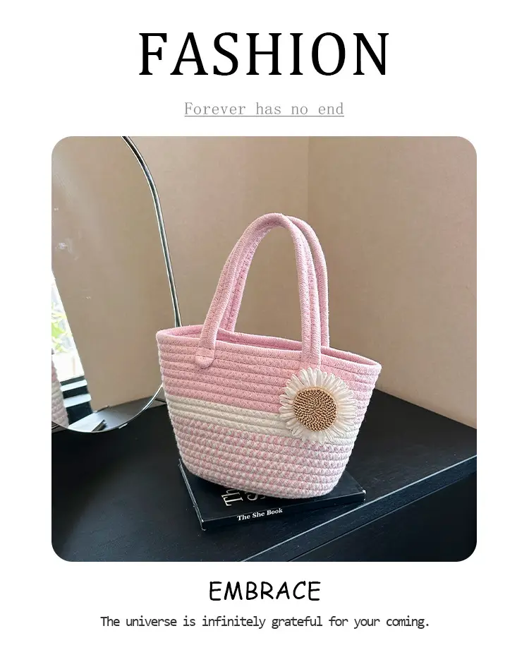Women's Straw Bow Shoulder Bag Gray White — feature 2