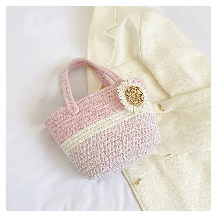 Women's Straw Bow Shoulder Bag Gray White — feature 28