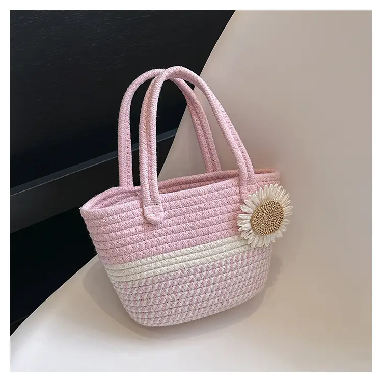 Women's Straw Bow Shoulder Bag Gray White — feature 39