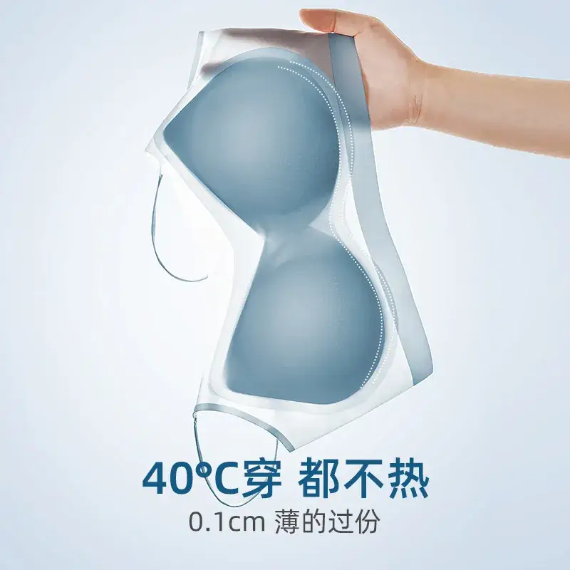 Ultra-thin Ice Silk Non-Rimless Bra Women Large Chest Small