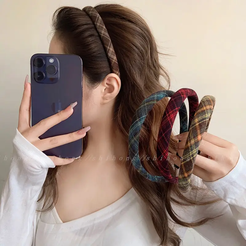 Women Plaid Hair Bands for Stylish Outings — feature 1