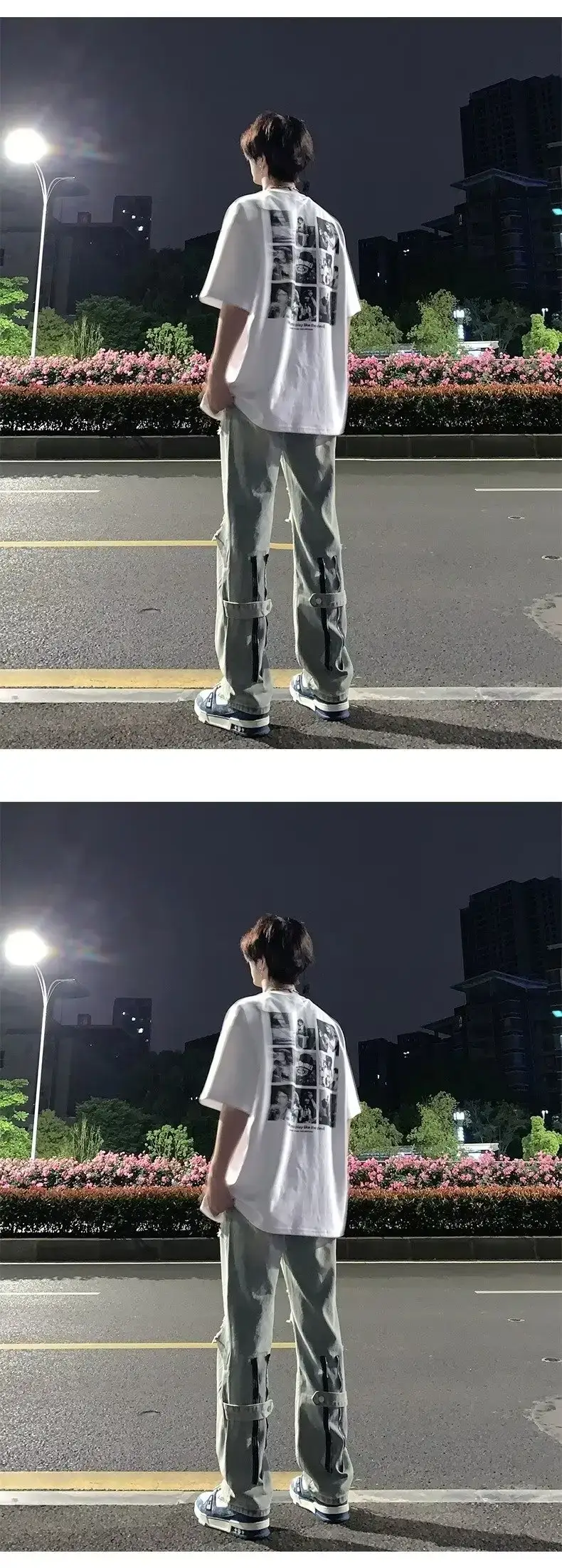 Men's Black Ripped Leg Pants Summer Thin High Street Style — feature 4