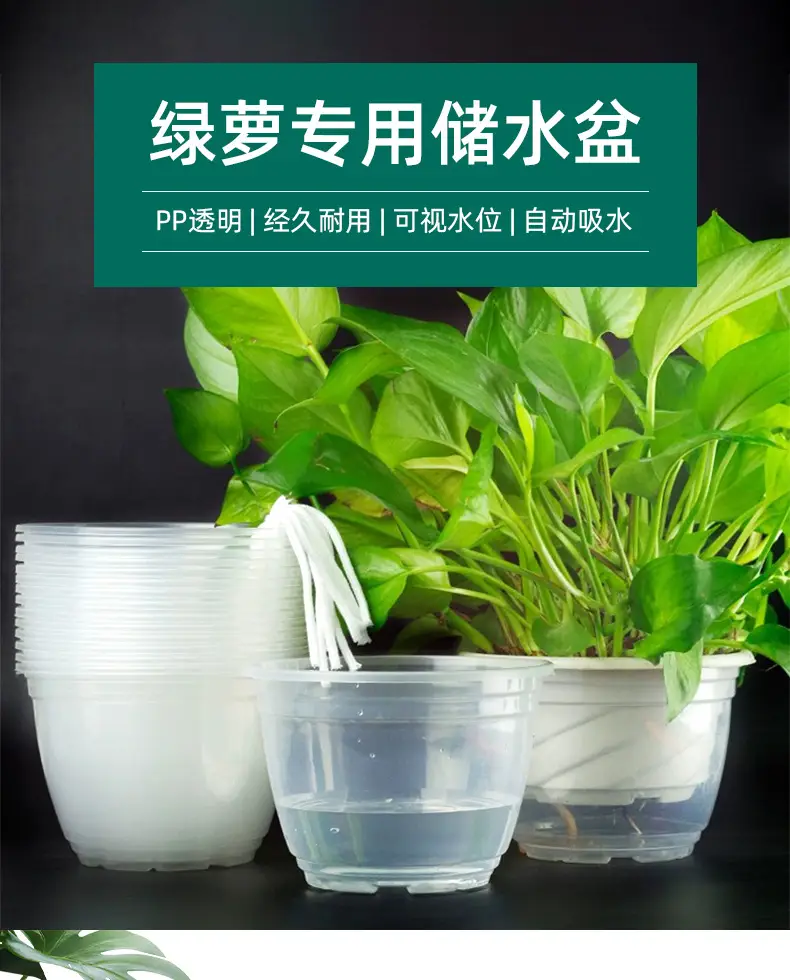 Lazy Flower Pot Automatic Water Absorbing Transparent Green Flower Pot Hydroponic Chlorine Household Flower Pot Balcony Non-watering Outer Pot — feature 1