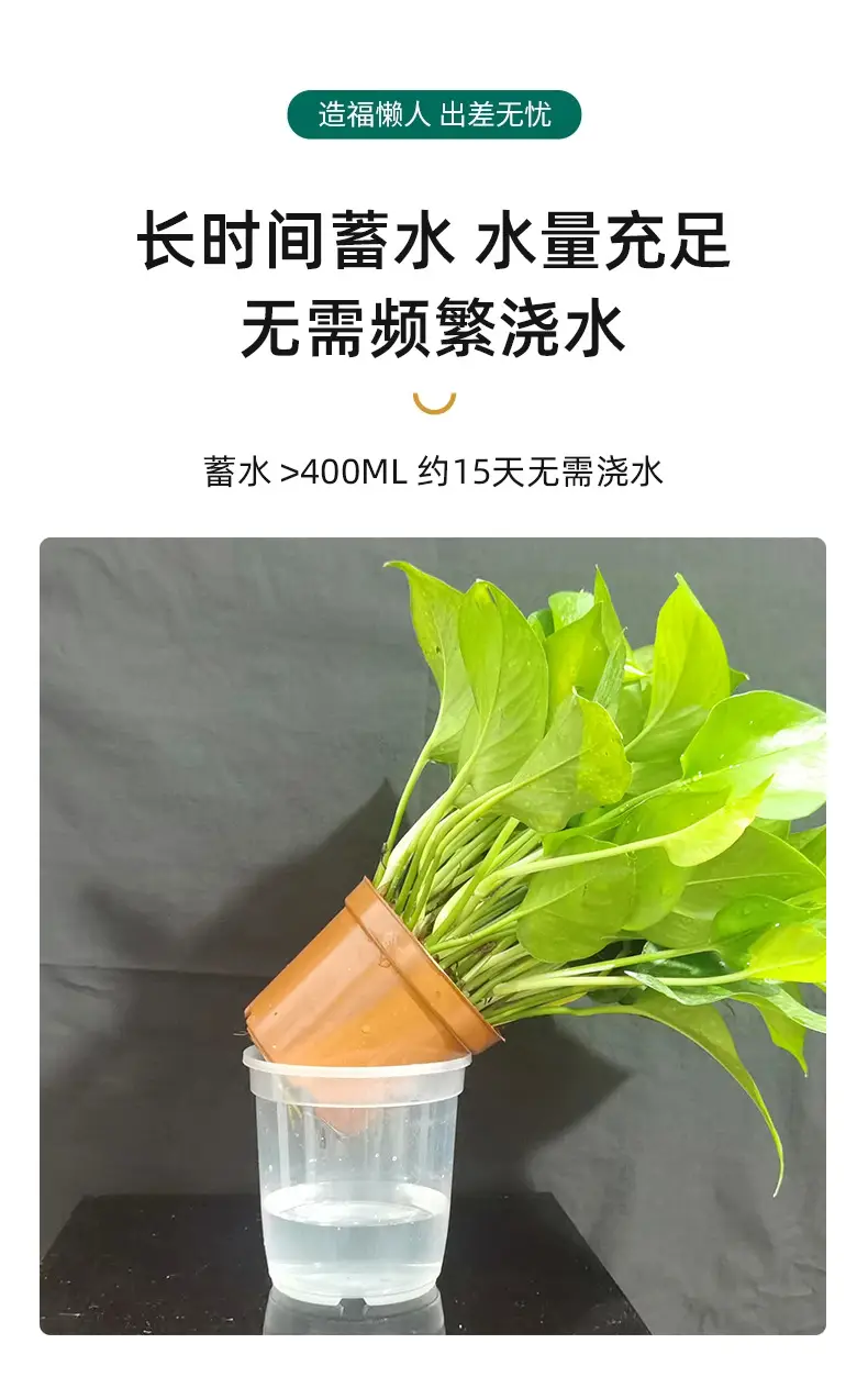Lazy Flower Pot Automatic Water Absorbing Transparent Green Flower Pot Hydroponic Chlorine Household Flower Pot Balcony Non-watering Outer Pot — feature 4
