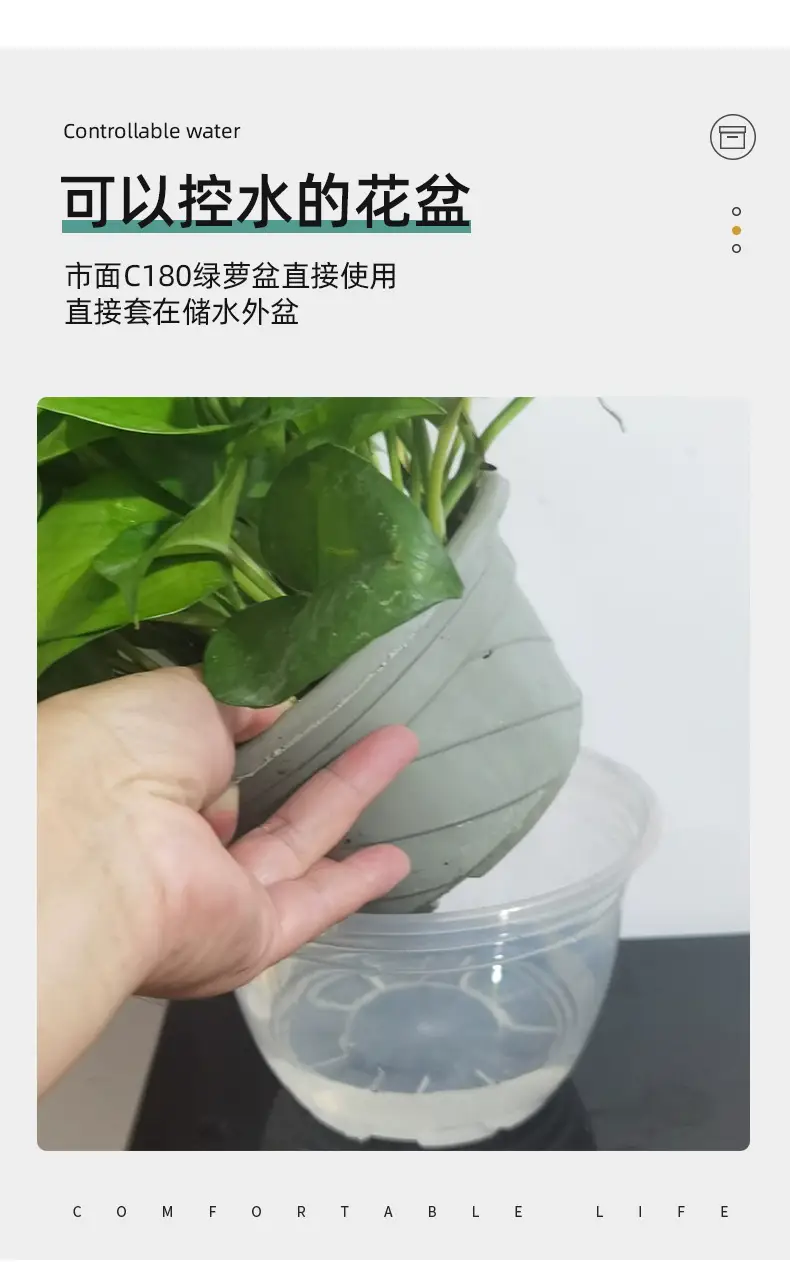 Lazy Flower Pot Automatic Water Absorbing Transparent Green Flower Pot Hydroponic Chlorine Household Flower Pot Balcony Non-watering Outer Pot — feature 5
