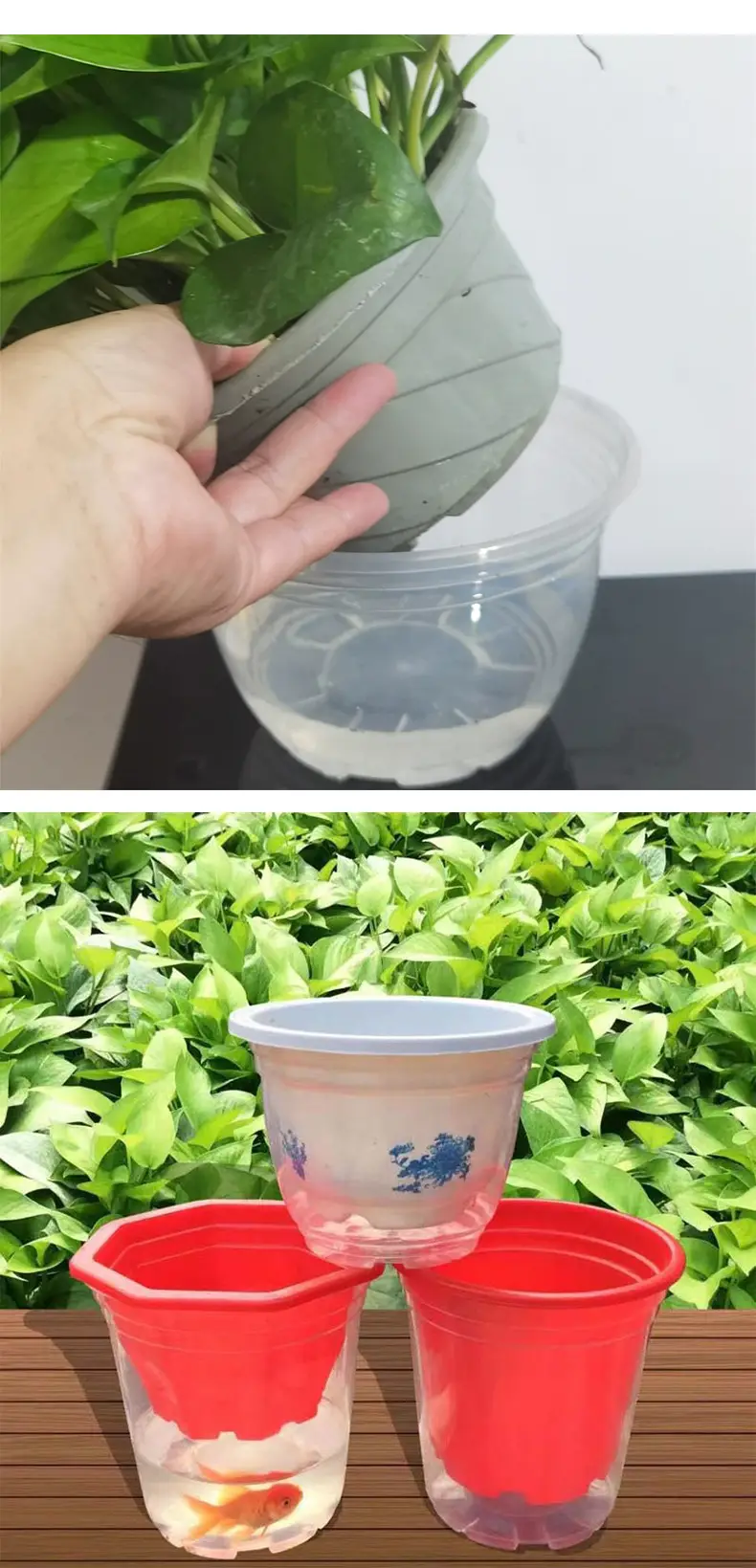 Lazy Flower Pot Automatic Water Absorbing Transparent Green Flower Pot Hydroponic Chlorine Household Flower Pot Balcony Non-watering Outer Pot — feature 9