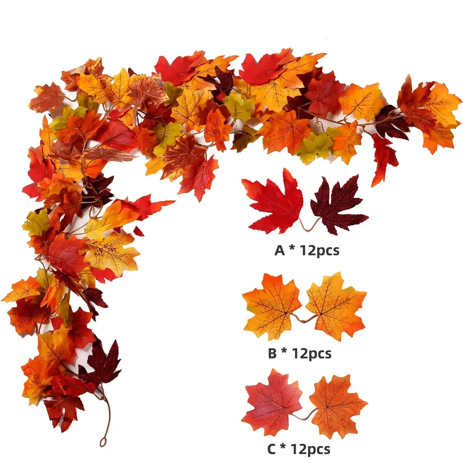 5.7 Ft Autumn Maple Leaf Vine Decor for Home & Parties - Image 12