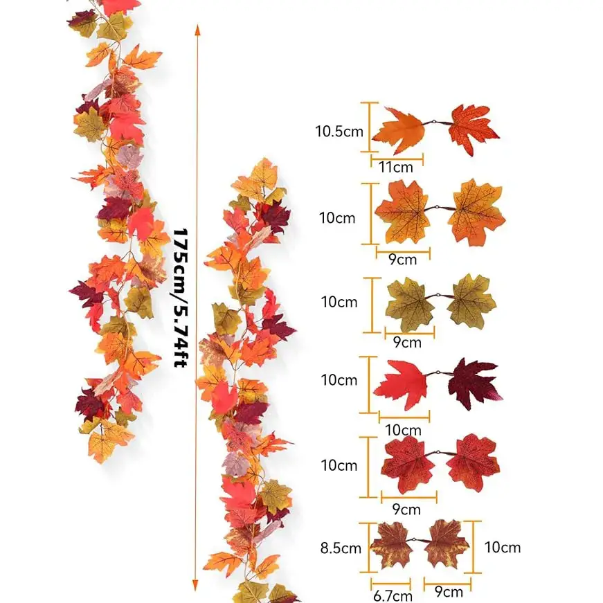 5.7 Ft Autumn Maple Leaf Vine Decor for Home & Parties - Image 13
