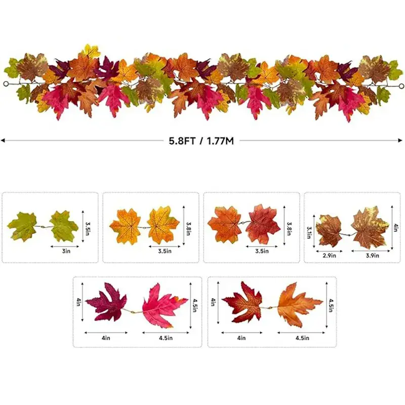 5.7 Ft Autumn Maple Leaf Vine Decor for Home & Parties - Image 14