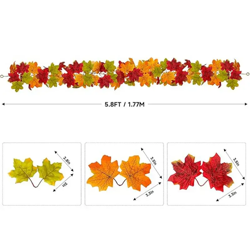 5.7 Ft Autumn Maple Leaf Vine Decor for Home & Parties - Image 15