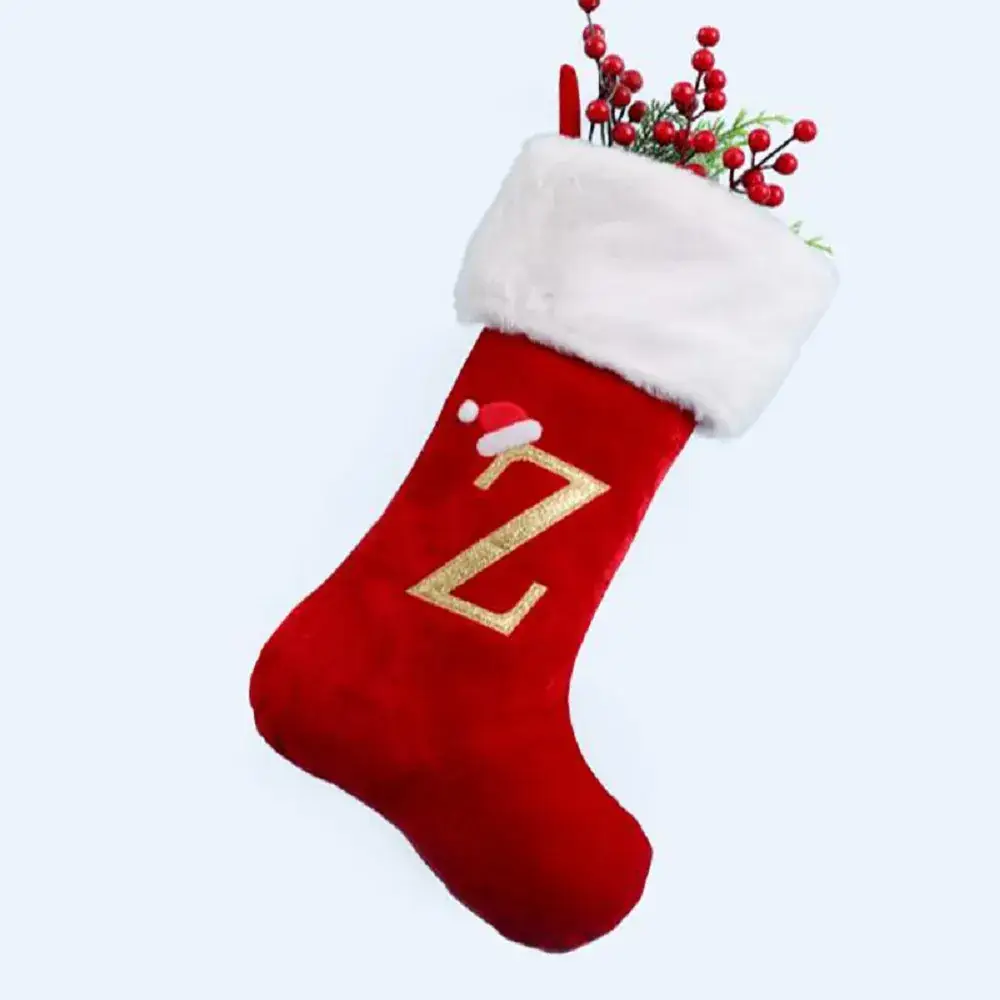 Red Velvet Christmas Socks with LOVE Embroidery - Image 27