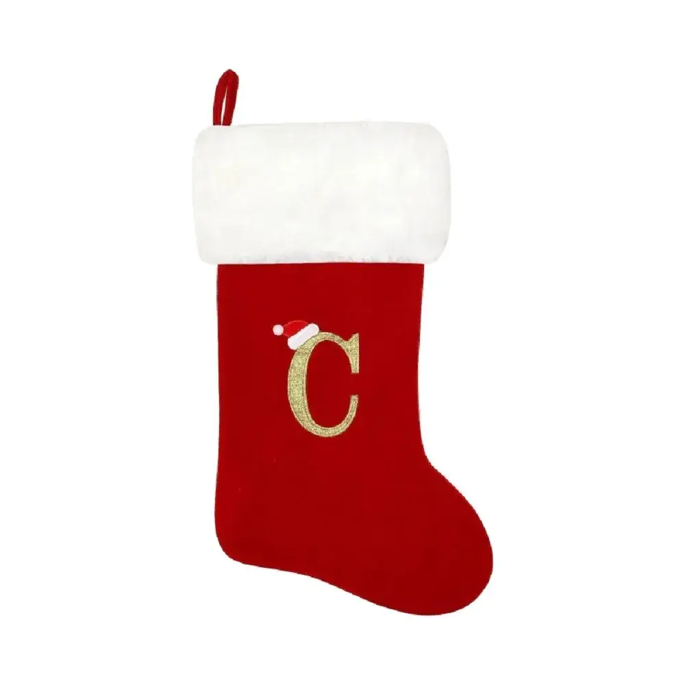 Red Velvet Christmas Socks with LOVE Embroidery - Image 4