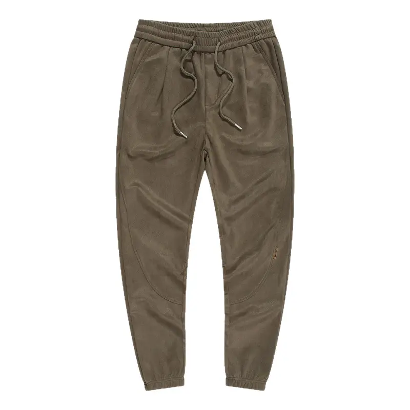 Dengjue Men's Faux Suede Jogger Pants 280g Grey Black