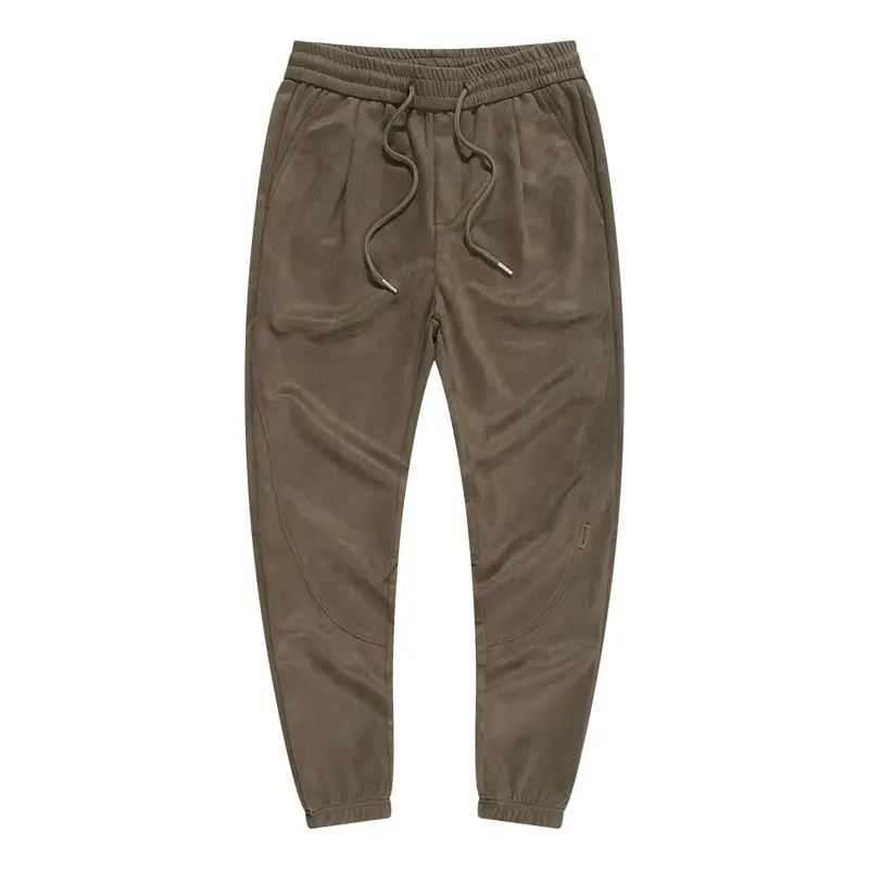 Dengjue Men's Faux Suede Jogger Pants 280g Grey Black
