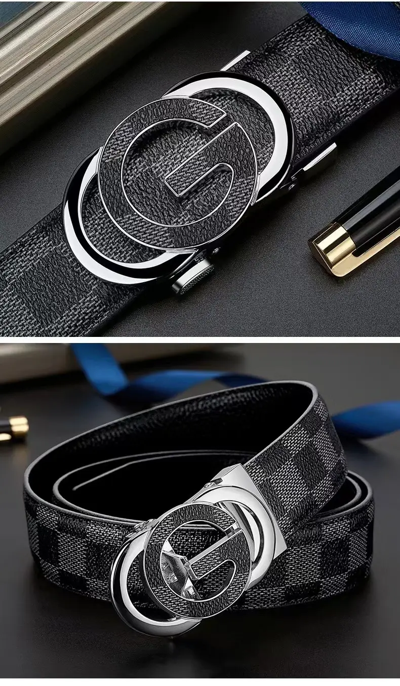 Men's Black Leather Belt with G Logo Buckle β feature 3