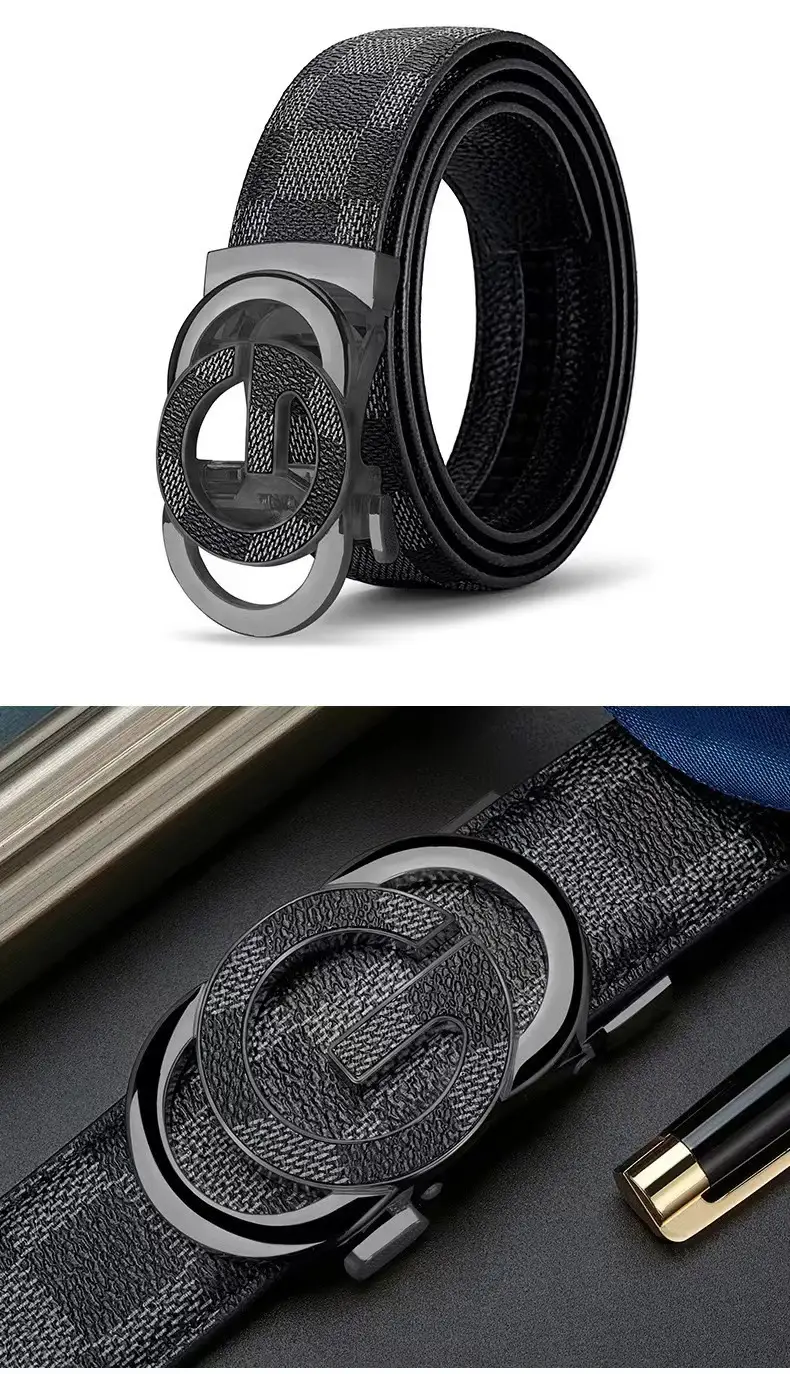 Men's Black Leather Belt with G Logo Buckle β feature 4