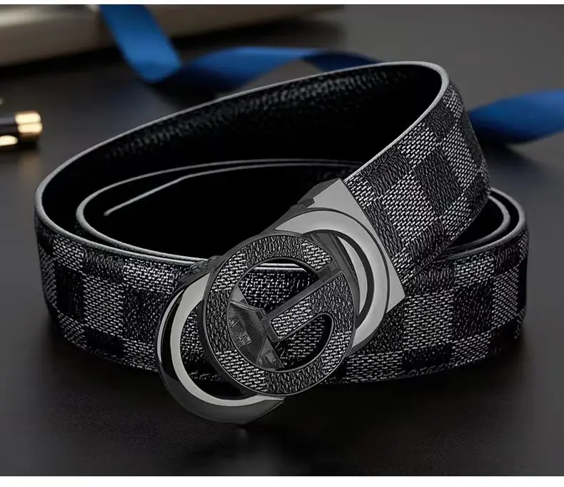 Men's Black Leather Belt with G Logo Buckle β feature 5